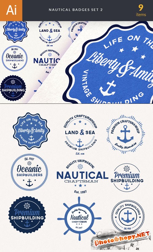 Nautical Badges Vector Elements Set 2