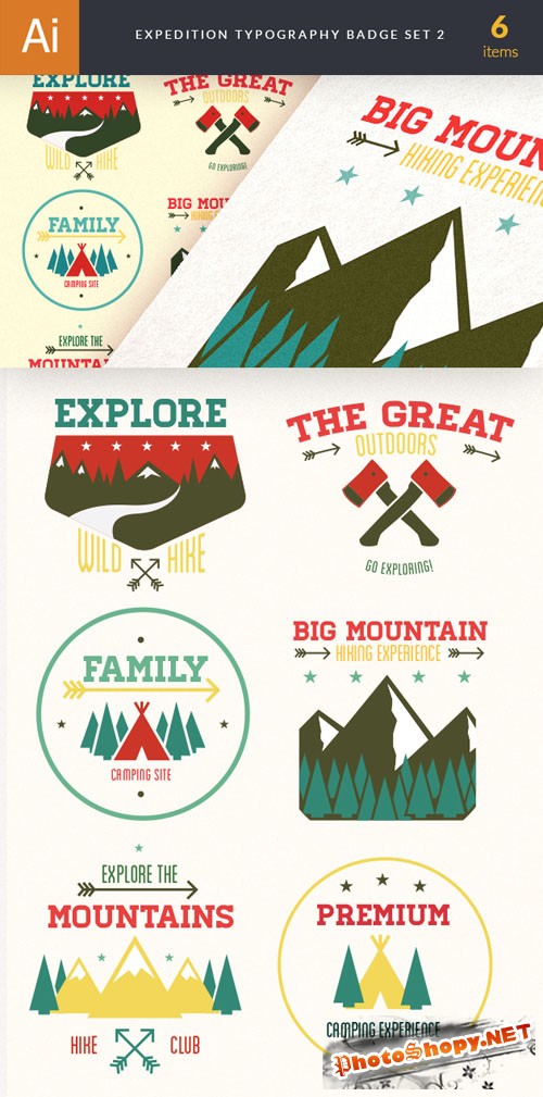 Expedition Typography Badge Vector Illustrations Pack 2