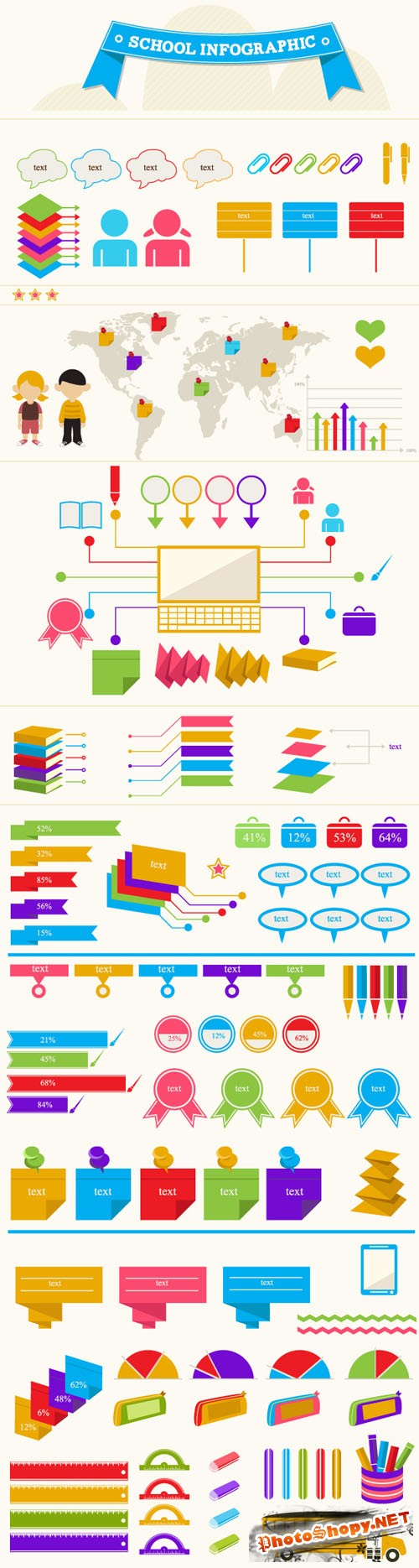 School Infographic Vector Illustrations