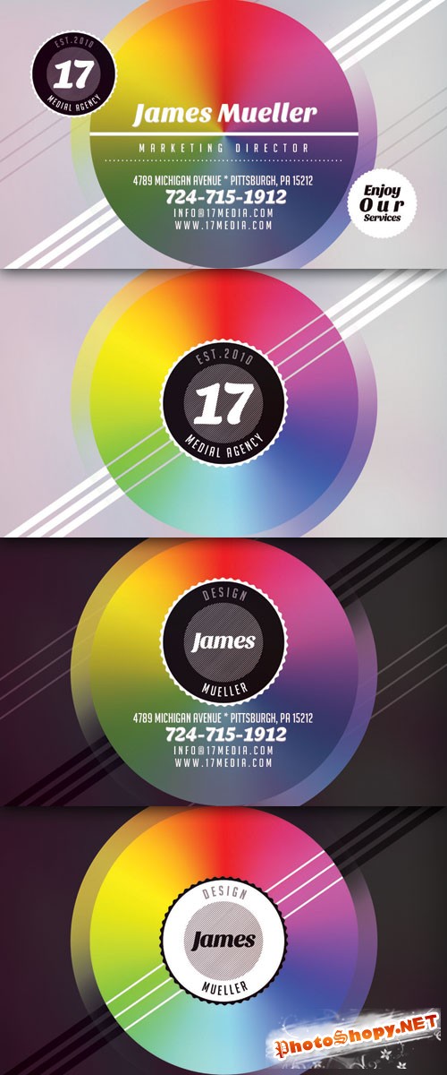 Creative Colorful Style Business Card PSD Template #2