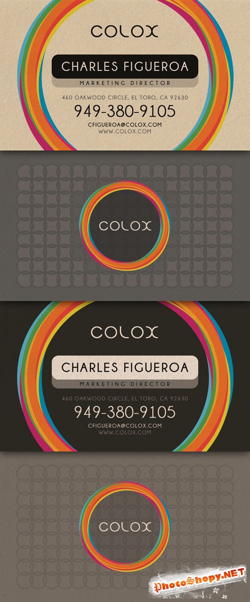 Creative Colorful Style Business Card PSD Template #1