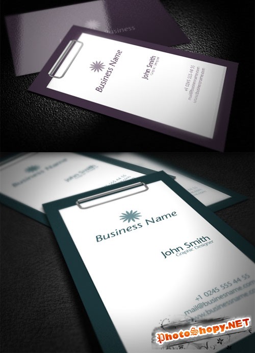 Premium Business Card Mock-Up PSD Template #2 - Purple, Green and Blue Colors