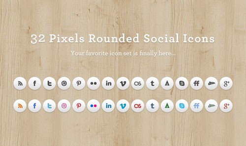 32 Pixels Rounded Social Media Icons