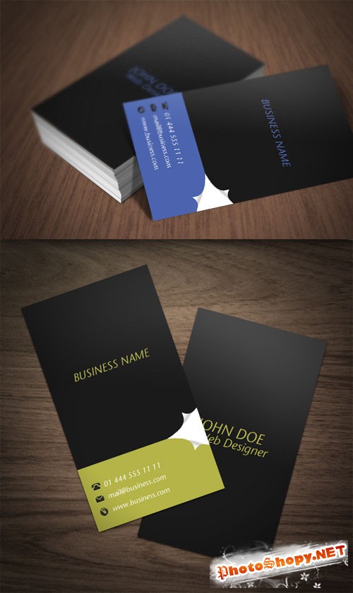 Premium Business Card Mock-Up PSD Template #5 - Page Curl
