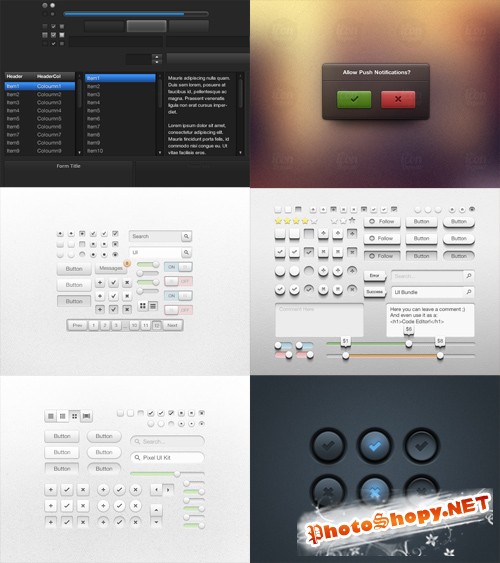 6 Web Ui Kits and Elements Collection PSD