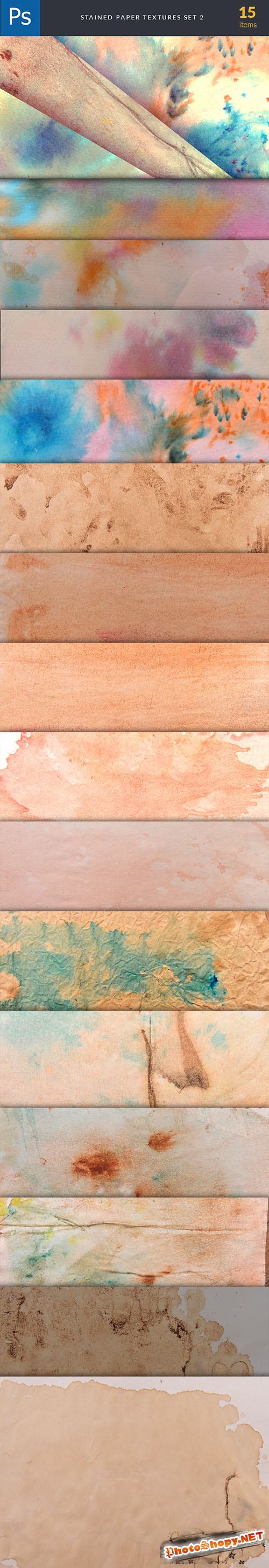 Stained Paper Background Textures Set 2