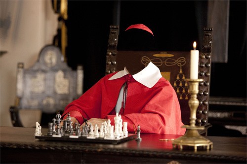  Шаблон мужской - Кардинал за шахматной доской 