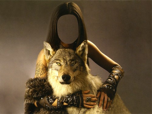 Шаблон женский - С хищным волком