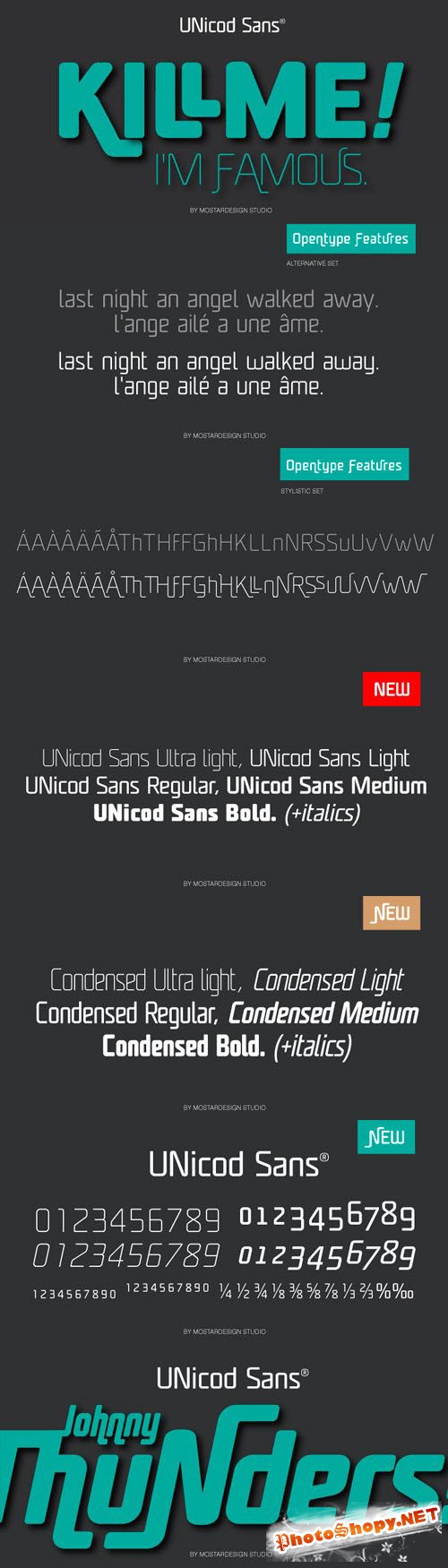 Unicod Sans Font Family - 18 Fonts