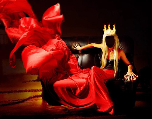 Шаблон женский - В красном огненном платье