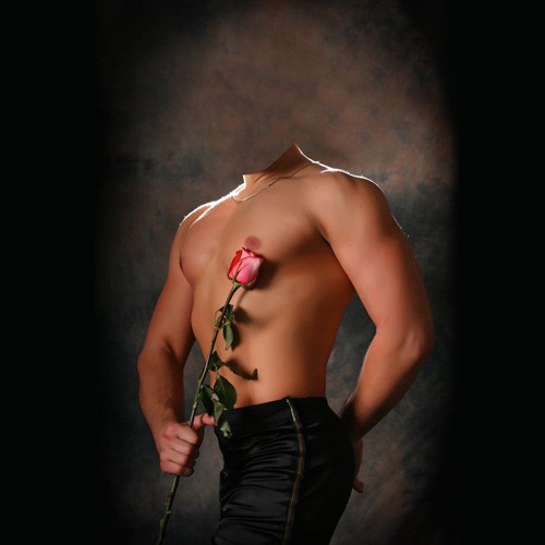 PSD шаблон для мужчин - Накаченный парень и с розой в руке