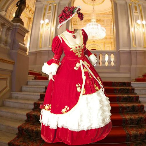 Шаблон psd женский - В платье и шляпе из роз