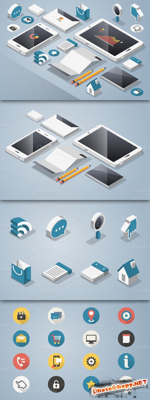 CreativeMarket - Vector Smartphone & Tablet Elemets