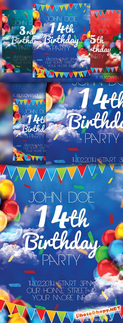 CreativeMarket - Birthday Party Flyer