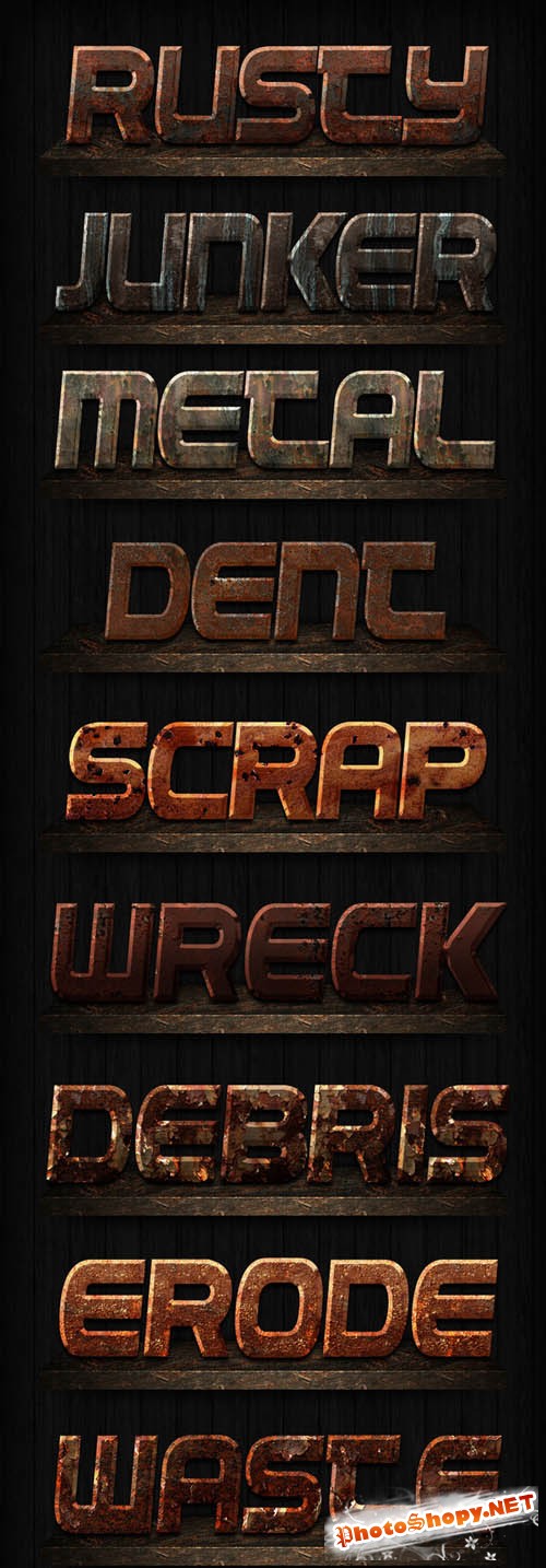 Rusty Text Styles for Photoshop