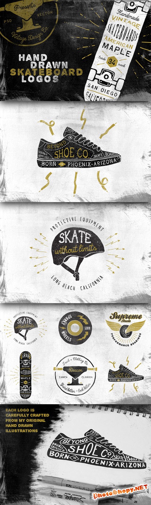CreativeMarket - Hand Drawn Skateboard Logos