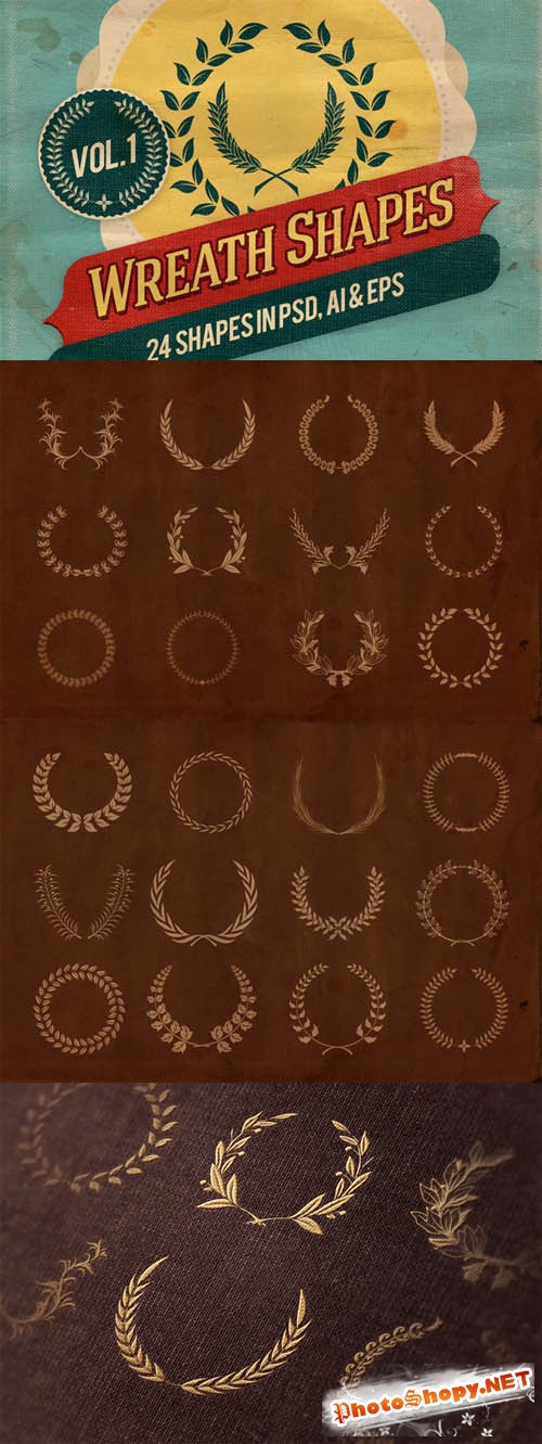 Wreath Shapes Volume 1 PSD and Vector