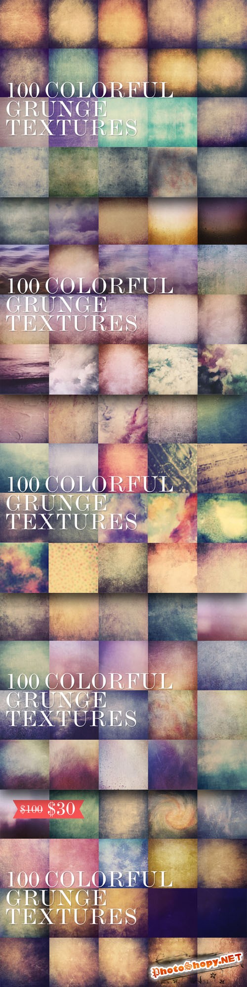 CreativeMarket - 100 Colorful Grunge Textures 5000px