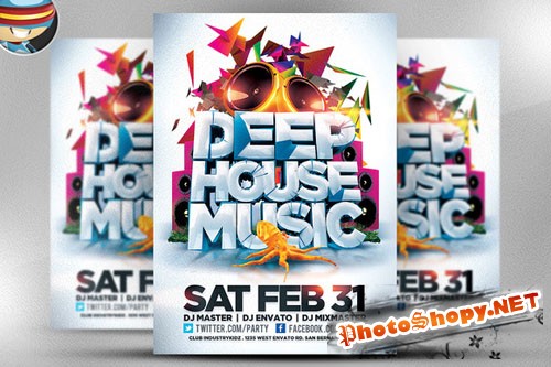 CreativeMarket - Deep House Music Flyer Template