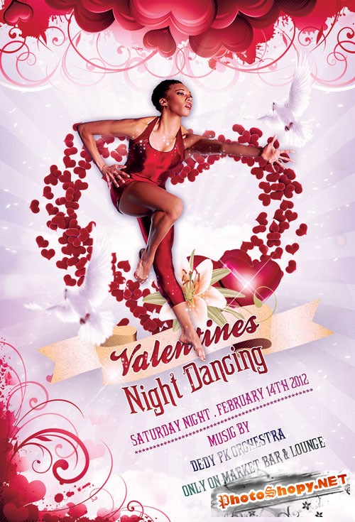 Valentines Party Flyer and Poster - PSD Template