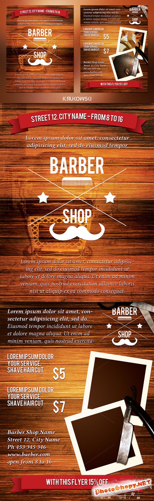CreativeMarket - Barber Shop 2 Sided Flyer