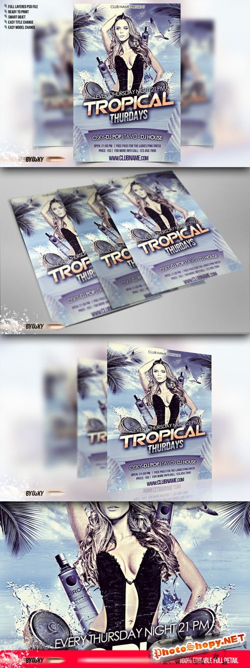 CreativeMarket - Tropical Thurdays 44818 - Party Flyer and Poster Template