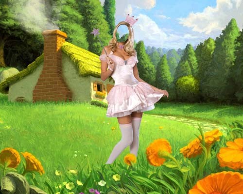  Шаблон для Photoshop - В костюме феи на сказочной поляне 