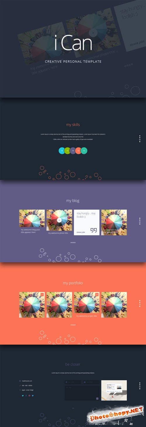 CreativeMarket - iCan - Personal Website PSD Template