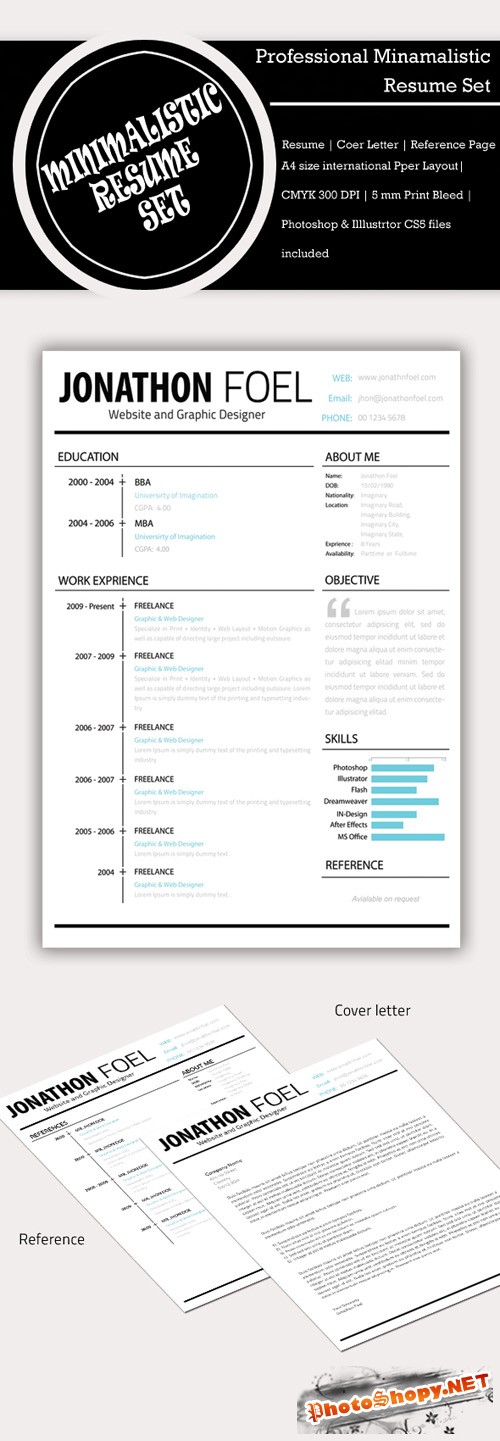Minimalistic CV Resume PSD