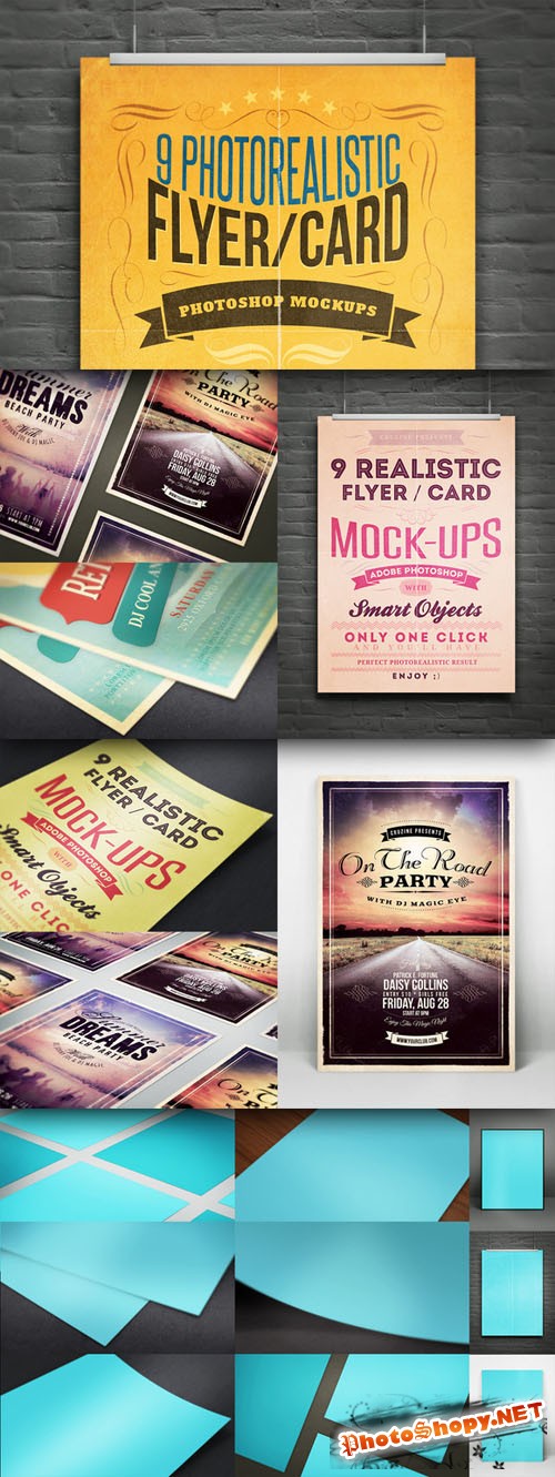 Realistic Flyer/Card Mock-Ups Vol.1 - CreativeMarket