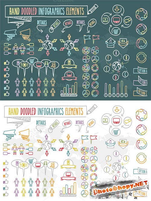 CreativeMarket - Hand Doodled Infographics Elements