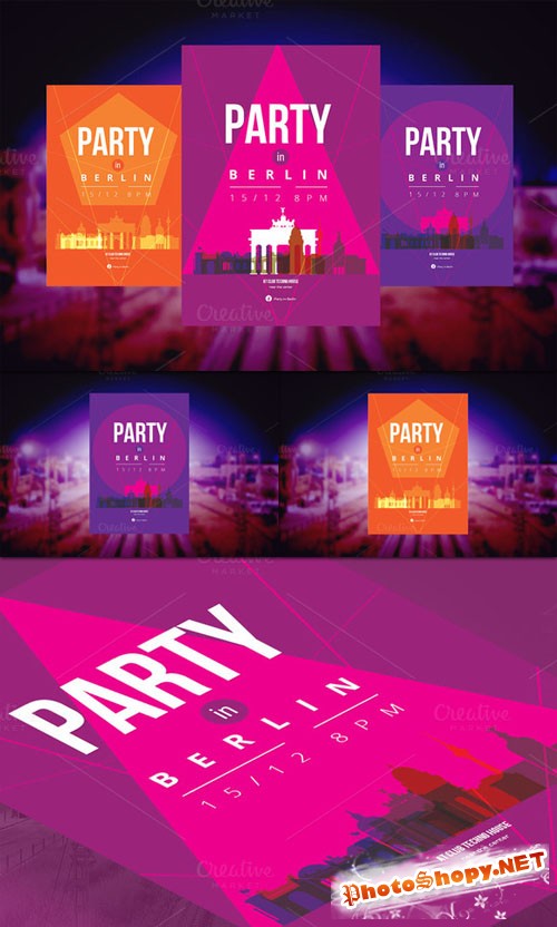 CreativeMarket - 3 Posters - Party in Berlin