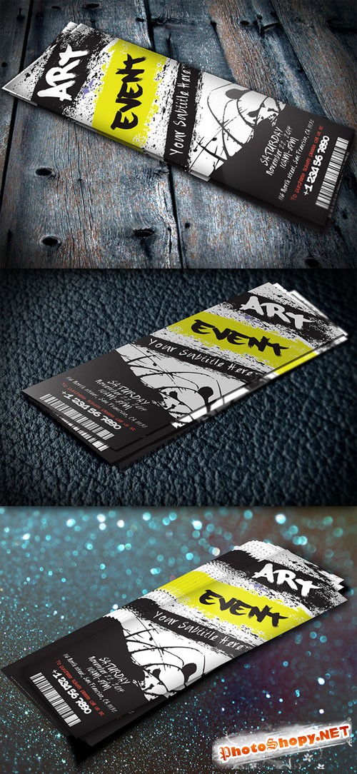 CreativeMarket - Art Event Ticket - PSD Invitation Template