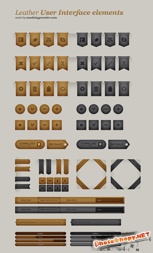 Leather UI Elements Kit