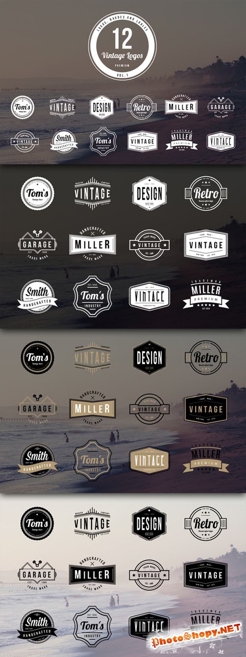 CreativeMarket - 12 Vintage Logos - Vol. 1