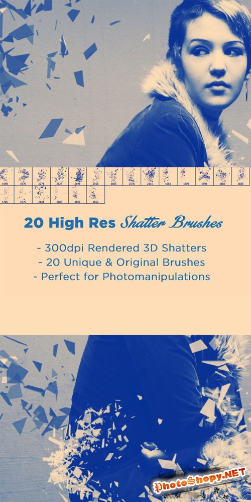 20 Fractured Shatter Photoshop Brushes