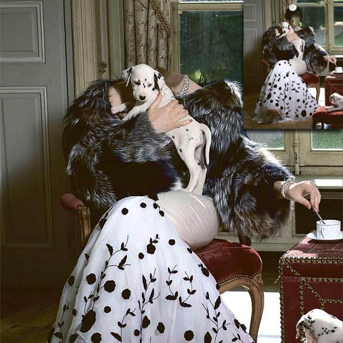 Шаблон psd женский - В образе Круэллы с собачками