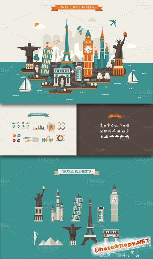 CreativeMarket - Travel InfoGraphic Elements 12622