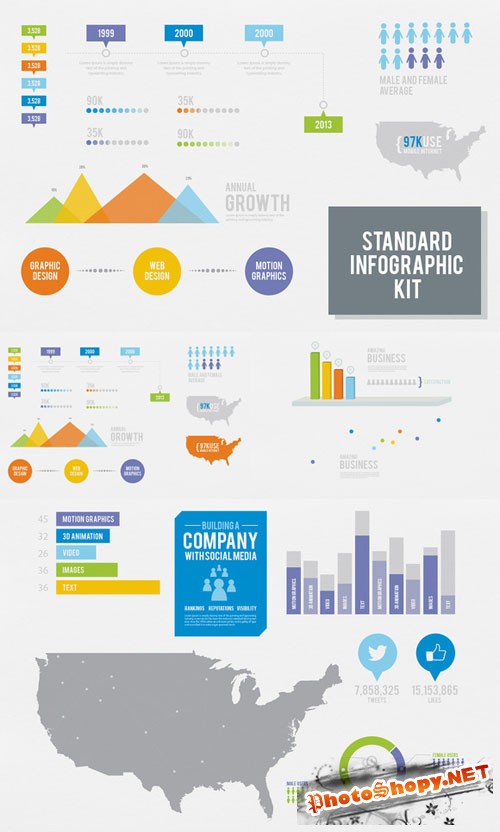 CreativeMarket - Standard Infographic kit 2974