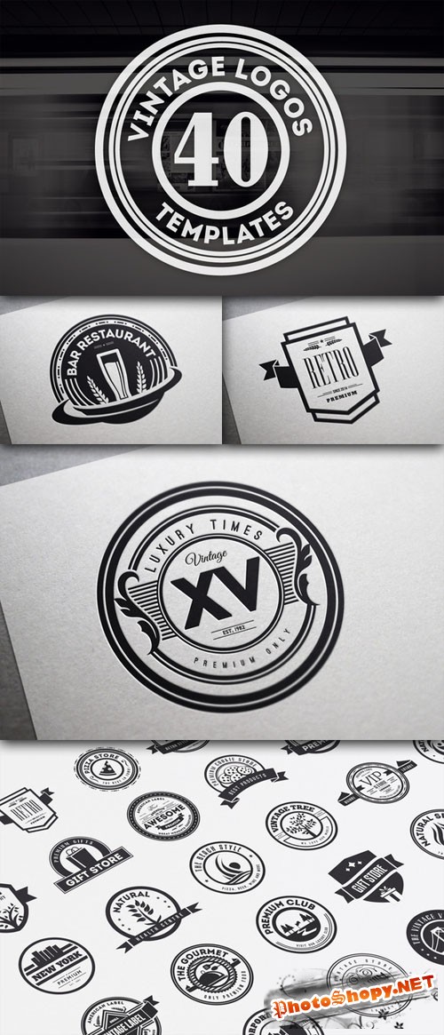 Creativemarket - 40 Vintage Logos and Badges V12