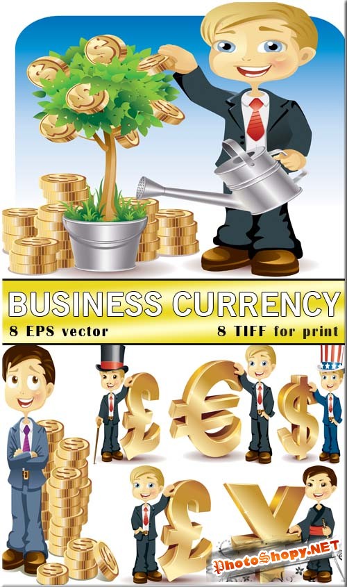 Бизнес деньги фондовых рынков - иена и евро (8 EPS vector)