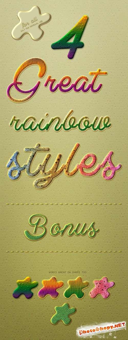 4 Great Rainbow Photoshop Styles V2
