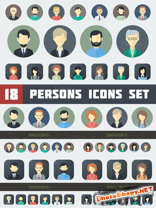 CreativeMarket - Flat Persons Icons Set 1