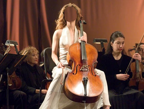 Шаблон psd женский - На сцене с виолончелью