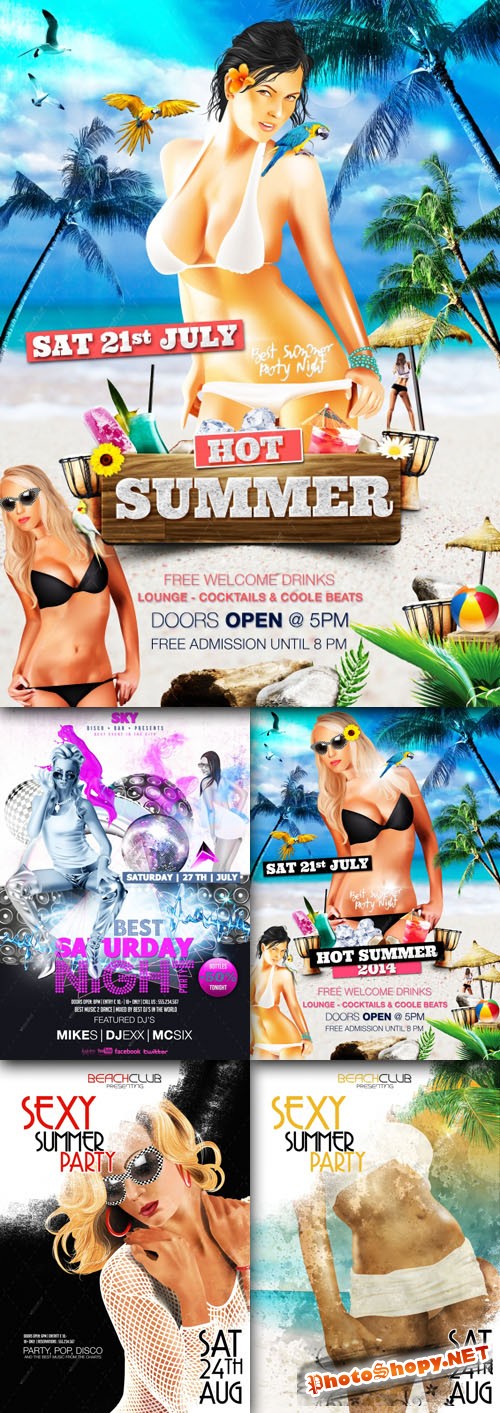 VectorCity Sexy Summer Party Flyer/Poster PSD Template Pack 1