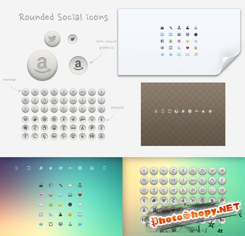 34 Cool Mini Rounded Social Icons