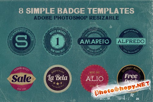 8 Retro/Vintage Style and Simple Badge Templates