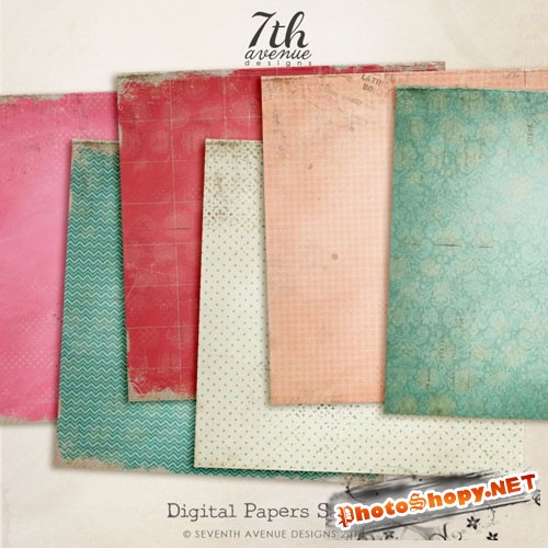6 Colored Digtial Papers Textures Collection