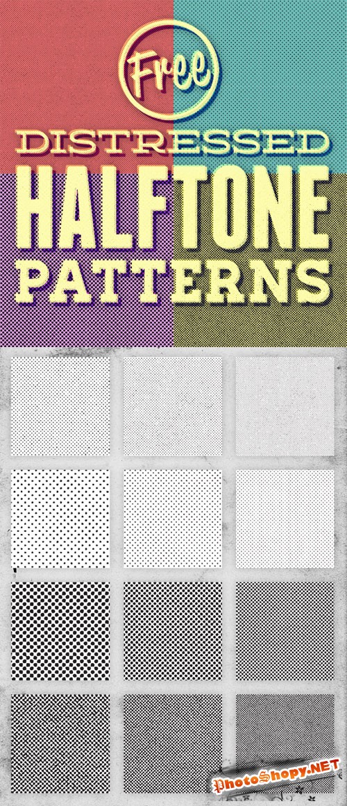 12 Distressed Halftone Photoshop Pattern Textures