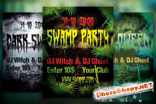 Spooky Swamp Party Flyer/Poster PSD Template